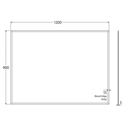 Fienza Rectangular Glue-On Mirror, Bevel Edge, 1200 x 900mm ,