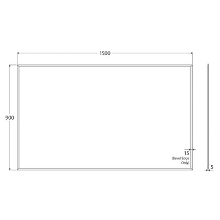 Fienza Rectangular Glue-On Mirror, Pencil Edge, 1500 x 900mm ,
