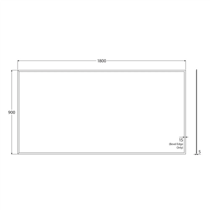 Fienza Rectangular Glue-On Mirror, Pencil Edge, 1800 x 900mm ,