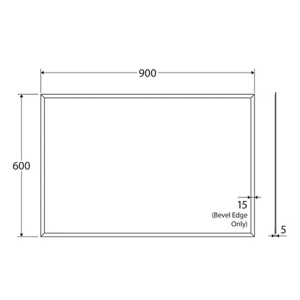 Fienza Rectangular Glue-On Mirror, Bevel Edge, 900 x 600mm ,