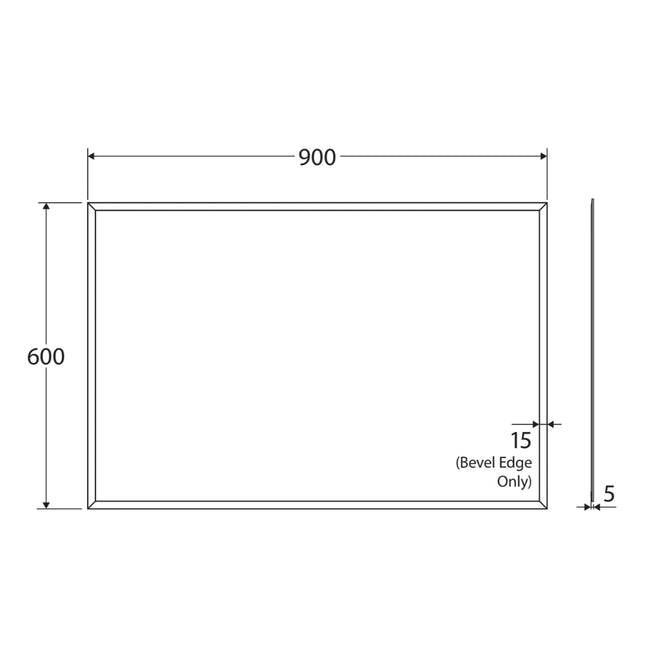 Fienza Rectangular Glue-On Mirror, Bevel Edge, 900 x 600mm ,