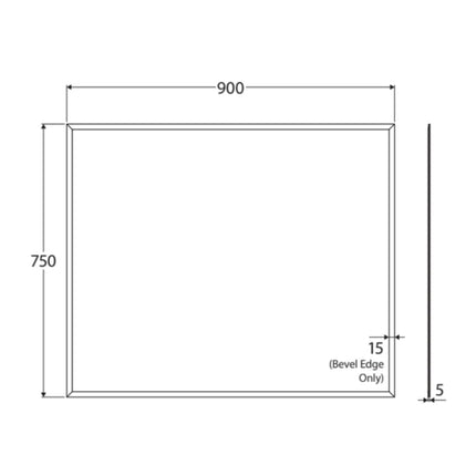 Fienza Rectangular Glue-On Mirror, Bevel Edge, 900 x 750mm ,