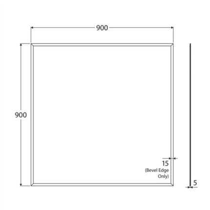 Fienza Square Glue-On Mirror, Bevel Edge, 900 x 900mm ,