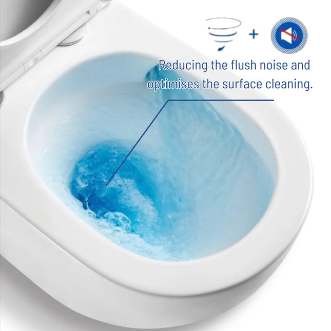 Newton Quiet Flush Rimless Wall Hung Pan Toilet Gloss White 580X365X365