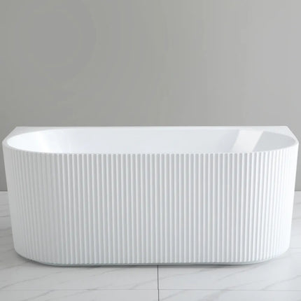 Ceto Bari Groove Fluted Back to Wall Bathtub, Oval, Gloss White, 1500 X 750 X 580mm