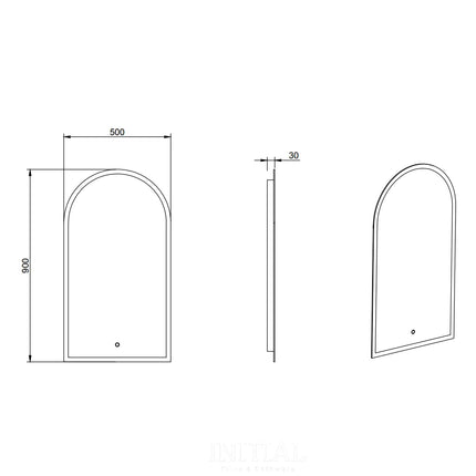 Anbi Arch Trio Colour Black Frame LED Mirror 500X900X30 ,