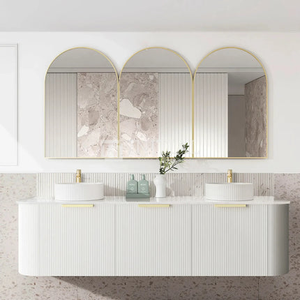 Otti Bondi Wall Hung Curve Vanity with 3 Drawers Matte White 1800X450X450 ,