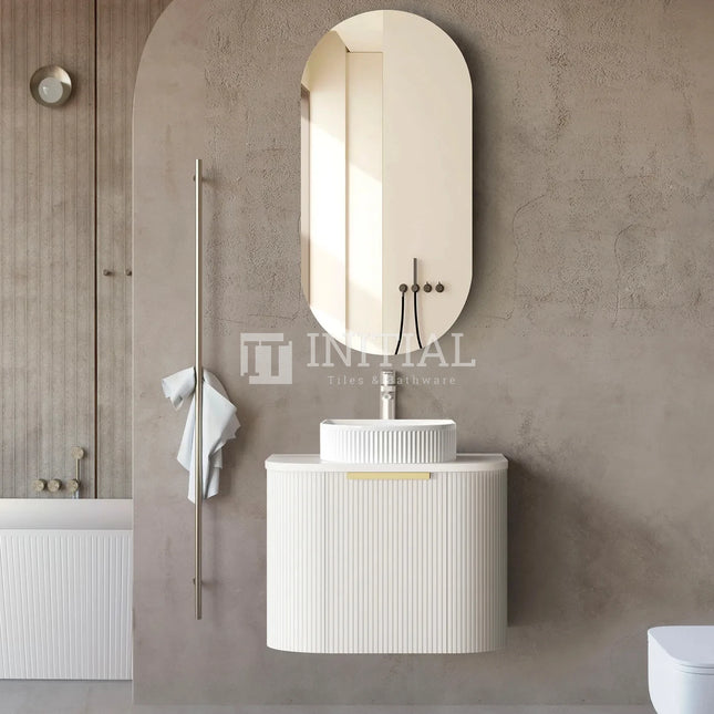 Otti Bondi Wall Hung Curve Vanity with 1 Door Matte White 600X460X470 ,