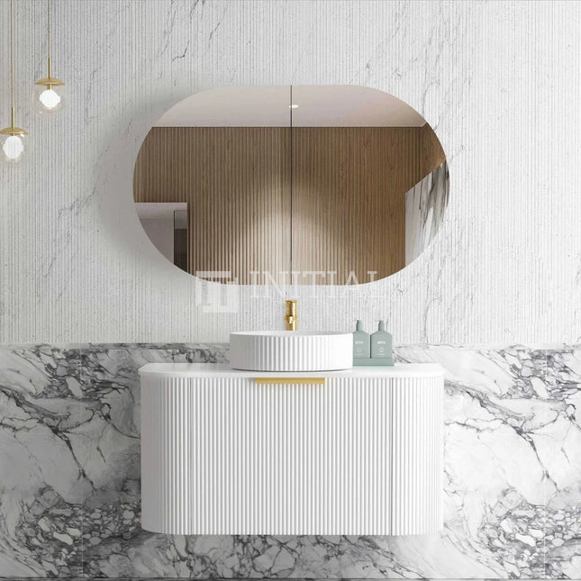 Otti Bondi Wall Hung Curve Vanity with 1 Drawer Matte White 900X460X450 ,