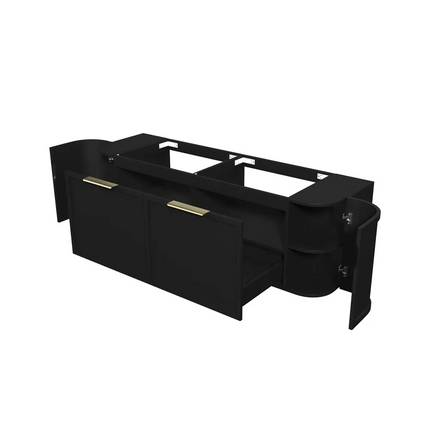 Otti Hampshire Wall Hung Curve Vanity with 2 Drawers and 2 Doors Matte Black 1490X450X450