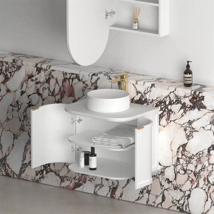 Otti Hampshire Wall Hung Curve Vanity with 2 Doors Matte White 590X450X450