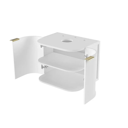 Otti Hampshire Wall Hung Curve Vanity with 2 Doors Matte White 590X450X450