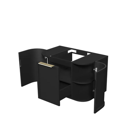 Otti Hampshire Wall Hung Curve Vanity with 1 Drawer and 2 Doors Matte Black 740X450X450