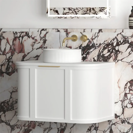 Otti Hampshire Wall Hung Curve Vanity with 1 Drawer and 2 Doors Matte White 740X450X450