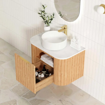 Otti Bondi Wall Hung Curve Vanity with 1 Drawer Woodland Oak 740X450X450 ,