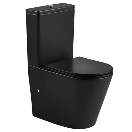 Bryan Quiet Flush Rimless Back to Wall Toilet Suite Matte Black 670X360X850