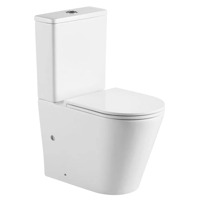 Bryan Quiet Flush Rimless Back to Wall Toilet Suite Gloss White 670X360X850