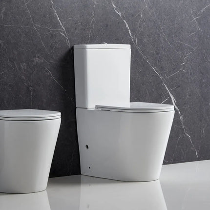 Bryan Quiet Flush Rimless Back to Wall Toilet Suite Gloss White 670X360X850