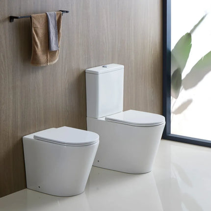 Bryan Quiet Flush Rimless Back to Wall Toilet Suite Gloss White 670X360X850