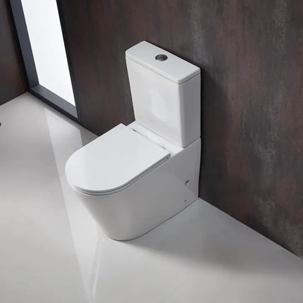 Bryan Quiet Flush Rimless Back to Wall Toilet Suite Gloss White 670X360X850