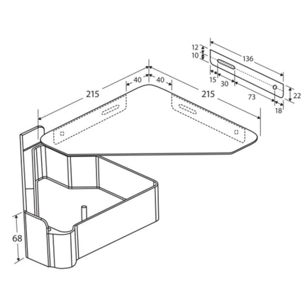 Fienza Hidden Storage Mirror Finish Corner Shower Shelf ,