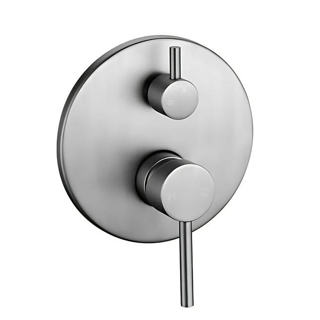 Louis Lever Round Shower/Bath Mixer Diverter Brushed Nickel ,