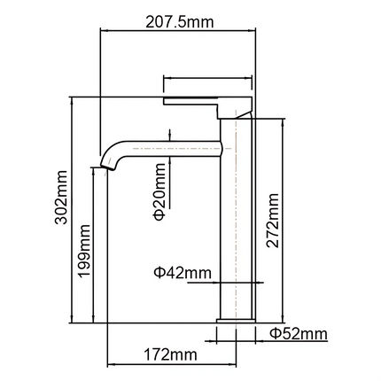 Louis Lever Round Tall Basin Mixer Brushed Nickel ,