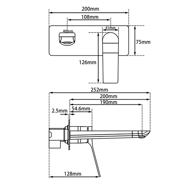 Hash Square Wall Mixer With Spout (With Extension) Brushed Nickel ,