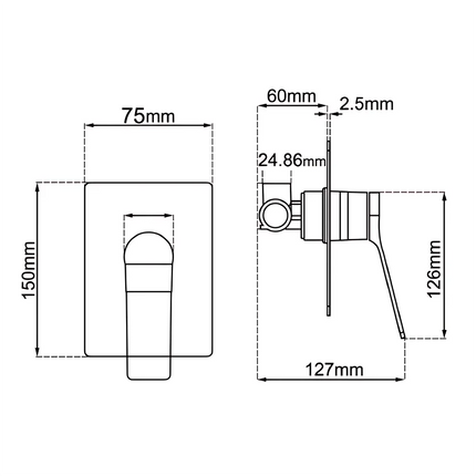 Hash Square Brass Built-In Shower Mixer Brushed Nickel ,