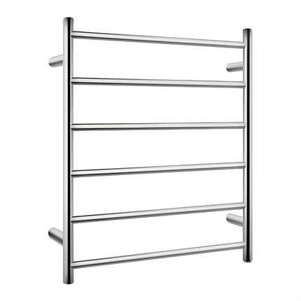 Round Electric Heated Towel Rack 6 Bars Brushed Nickel ,