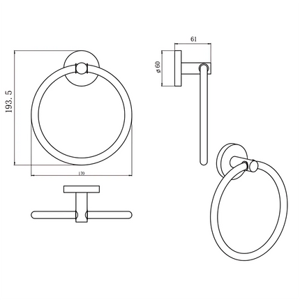 Louis Lever Round Hand Towel Ring Brushed Nickel ,