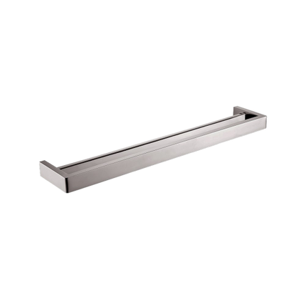 Tera Square Double Towel Rail 600mm Brushed Nickel , Default Title