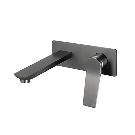 Hash Square Wall Mixer With Spout (With Extension) Gun Metal Grey ,
