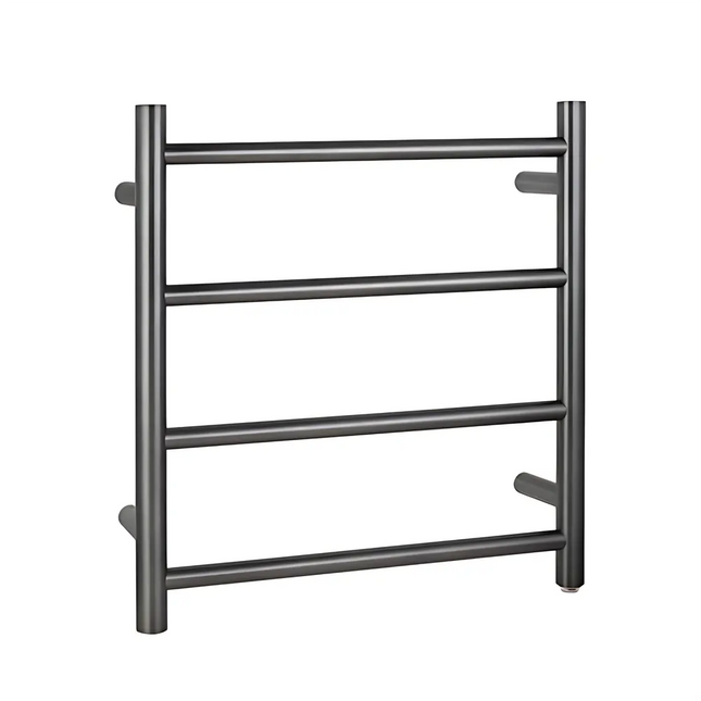 Round Electric Heated Towel Rack 4 Bars Gun Metal Grey ,