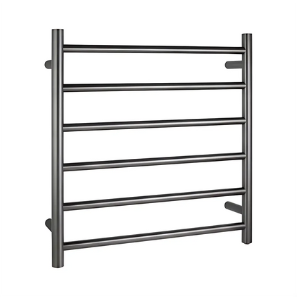 Round Electric Heated Towel Rack 6 Bars Gun Metal Grey ,