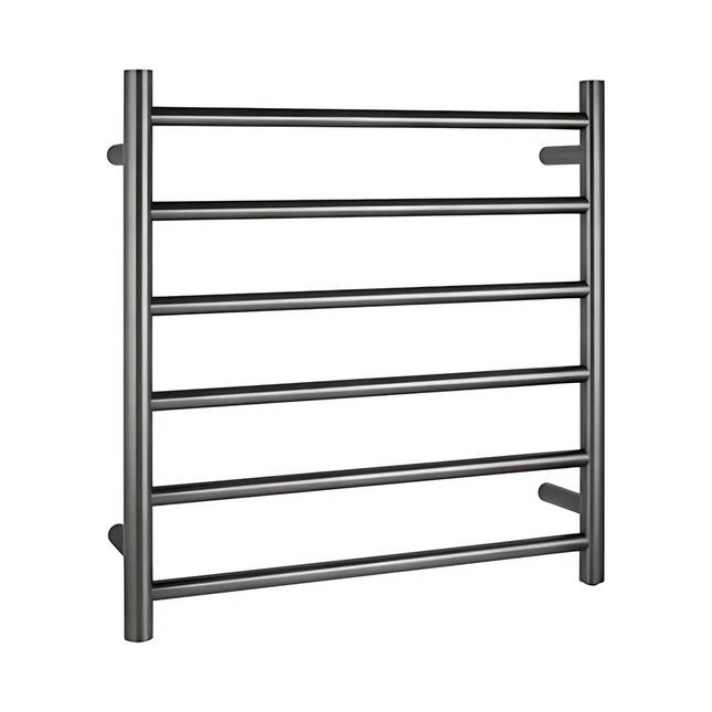 Round Electric Heated Towel Rack 6 Bars Gun Metal Grey ,