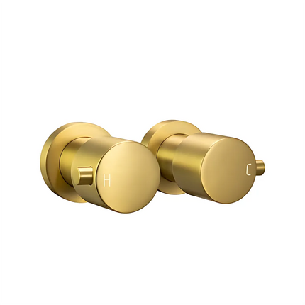 Round Shower Wall Taps Brushed Gold ,