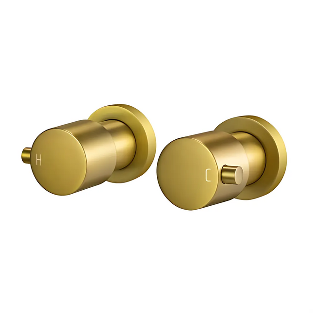 Round Shower Wall Taps Brushed Gold ,