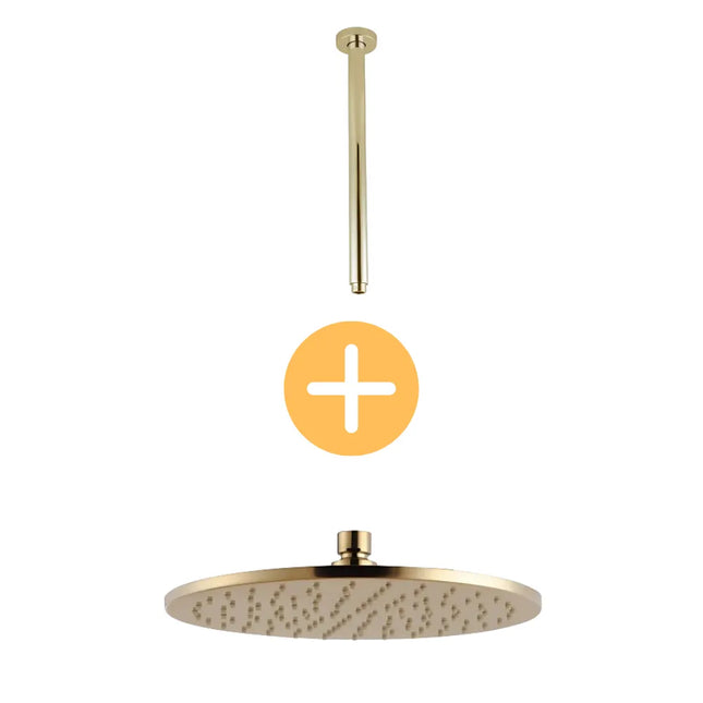 Round Ceiling Arm Shower 400mm Brushed Gold ,