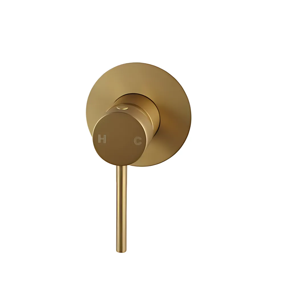 Louis Lever Round Shower/Bath Wall Mixer (80mm Cover Plate) Brushed Gold ,