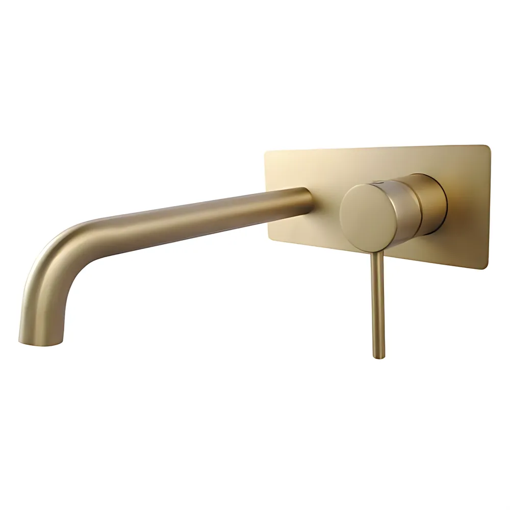 Louis Lever Wall Mixer With Round Spout Brushed Gold ,