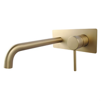 Louis Lever Wall Mixer With Round Spout Brushed Gold ,