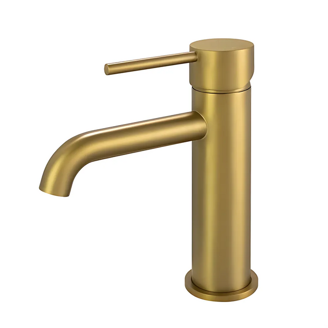 Louis Lever Round Basin Mixer Brushed Gold ,