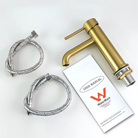 Louis Lever Round Basin Mixer Brushed Gold ,