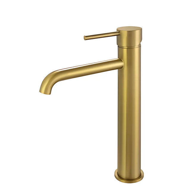 Louis Lever Round Tall Basin Mixer Brushed Gold ,