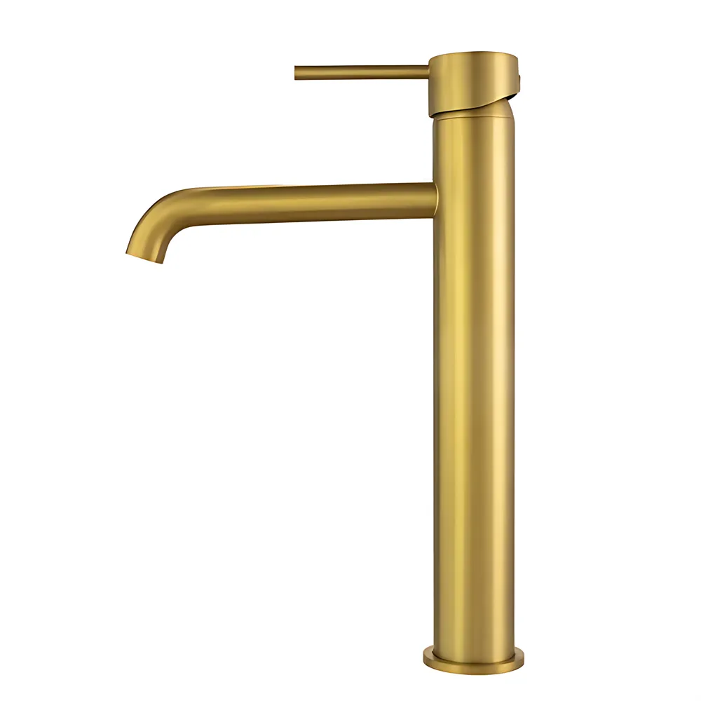 Louis Lever Round Tall Basin Mixer Brushed Gold ,