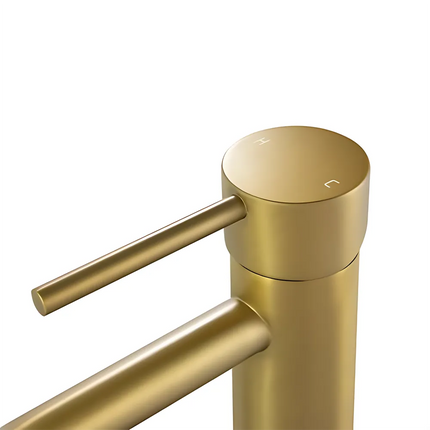 Louis Lever Round Tall Basin Mixer Brushed Gold ,