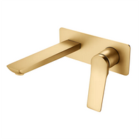 Hash Square Wall Mixer With Spout (With Extension) Brushed Gold ,