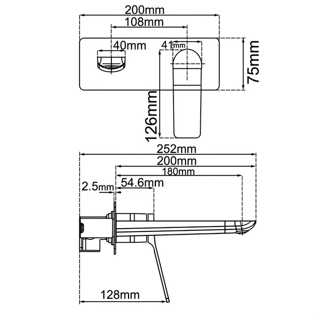 Hash Square Wall Mixer With Spout (With Extension) Brushed Gold ,