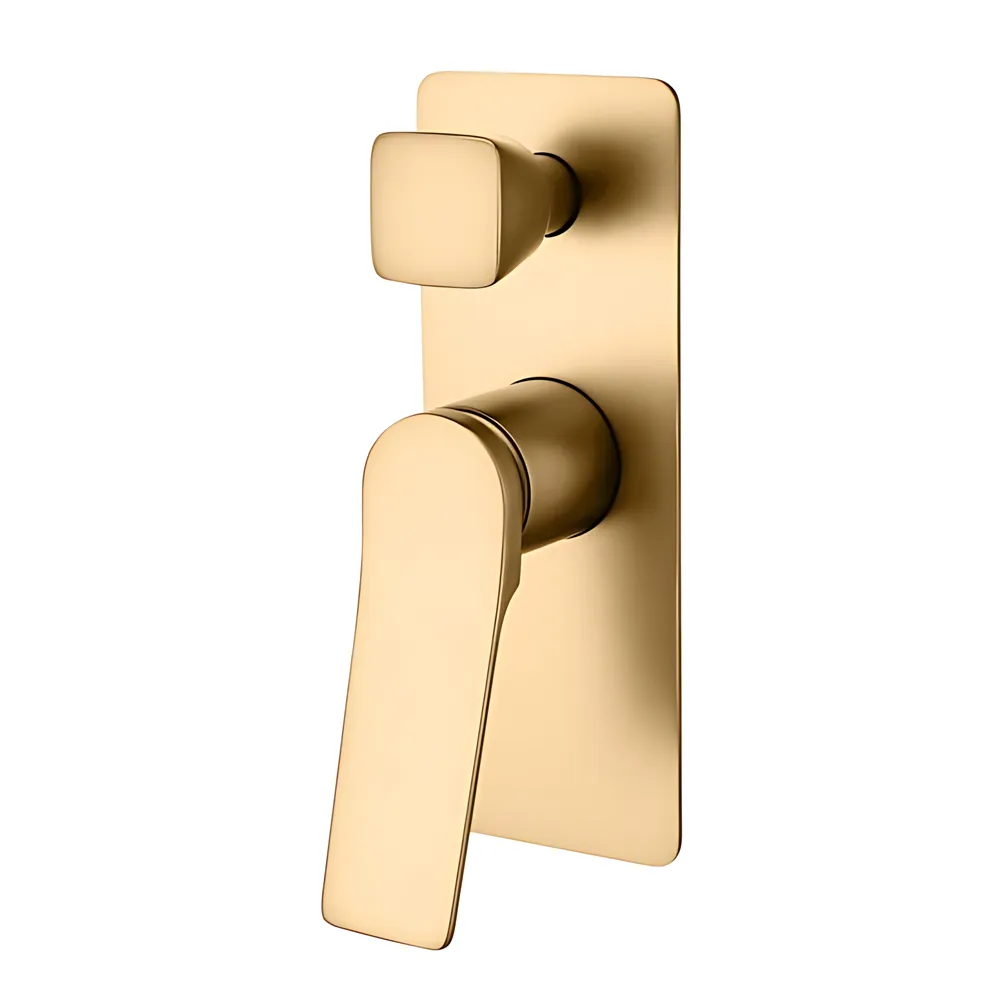 Hash Square Wall Mixer With Diverter Brushed Gold ,